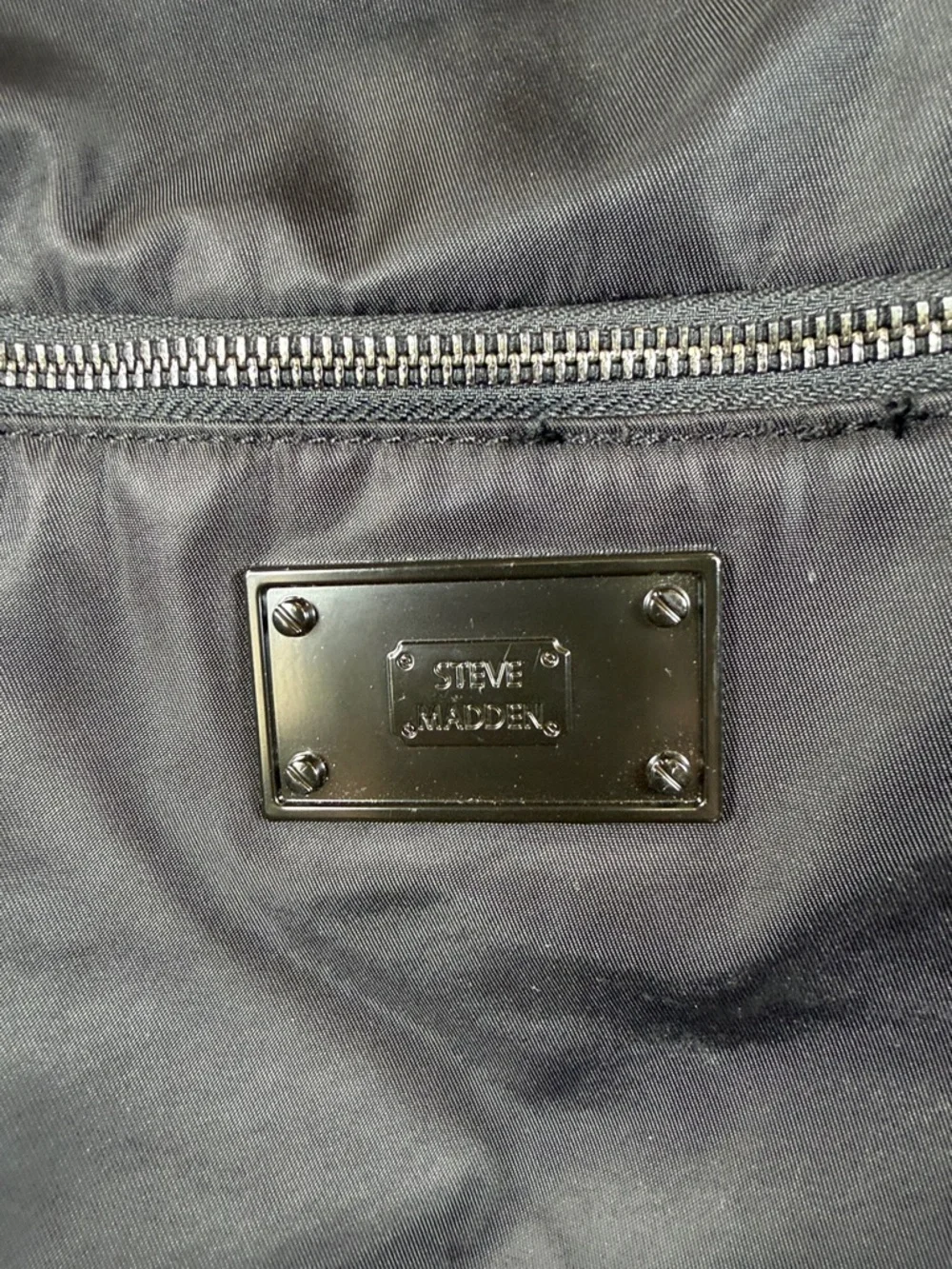 Steve Madden Black Nylon Duffel with Branded Straps‎